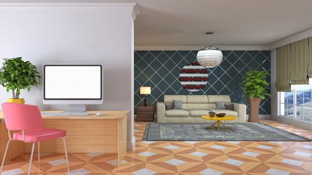 Illustration of the living room interior