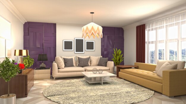 Illustration of the living room interior