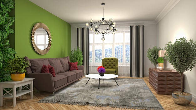 Illustration of the living room interior