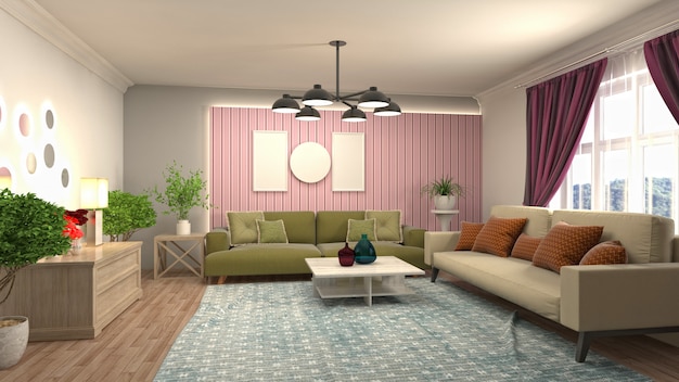 Illustration of the living room interior