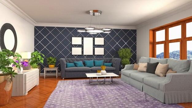 Illustration of the living room interior