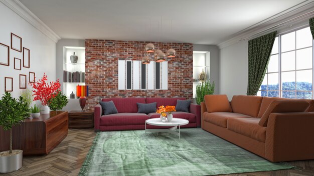 Illustration of the living room interior