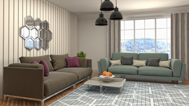 Illustration of the living room interior