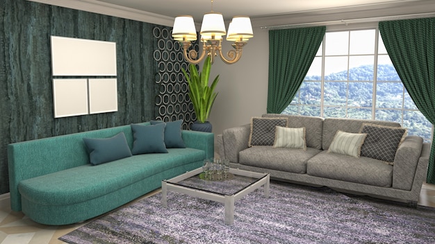 Illustration of the living room interior