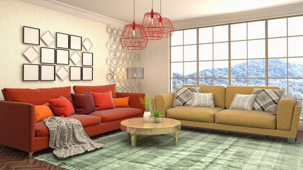 Illustration of the living room interior