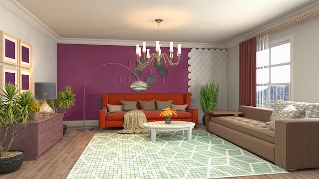 Illustration of the living room interior