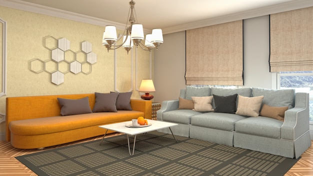 Illustration of the living room interior