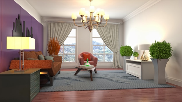 Illustration of the living room interior