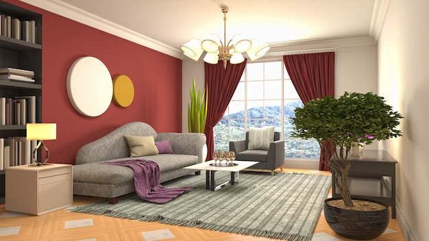 Illustration of the living room interior