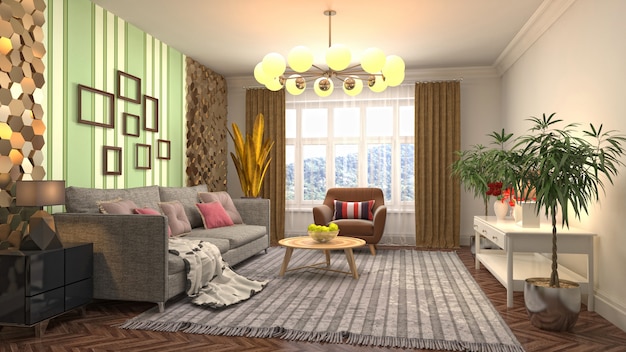 Illustration of the living room interior