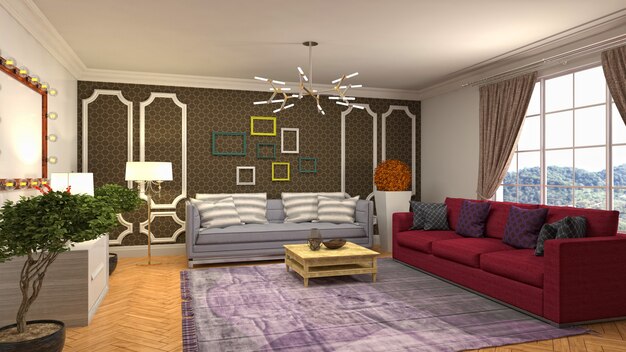 Illustration of the living room interior