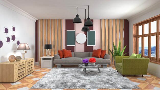 Illustration of the living room interior