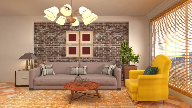 Illustration of the living room interior