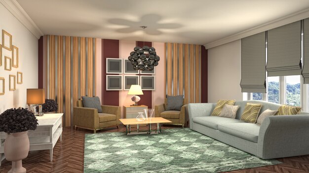 Illustration of the living room interior