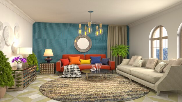 Illustration of the living room interior