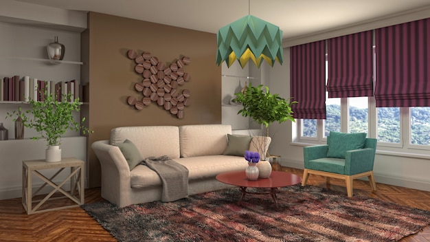 Illustration of the living room interior