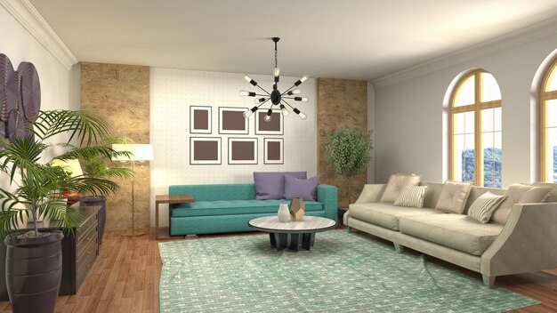 Illustration of the living room interior