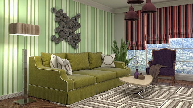 Illustration of the living room interior