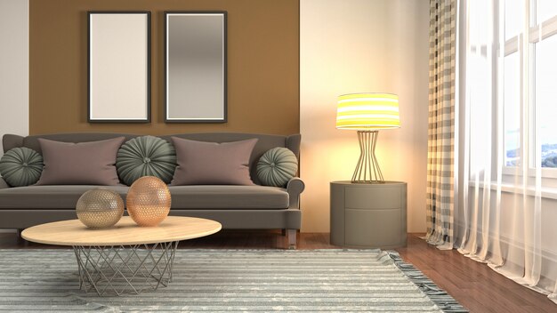 Illustration of the living room interior