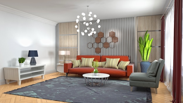 Illustration of the living room interior