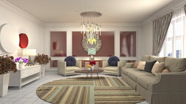 Illustration of the living room interior