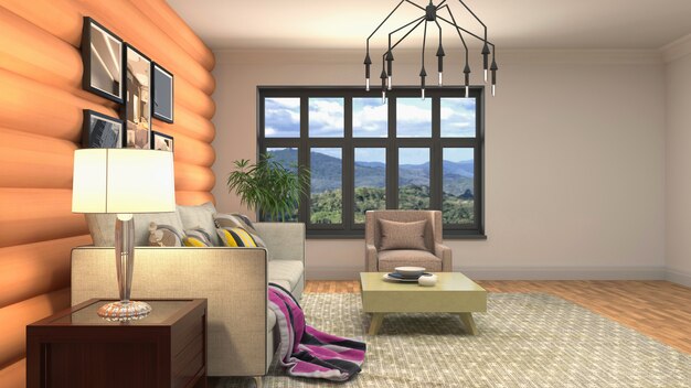 Illustration of the living room interior