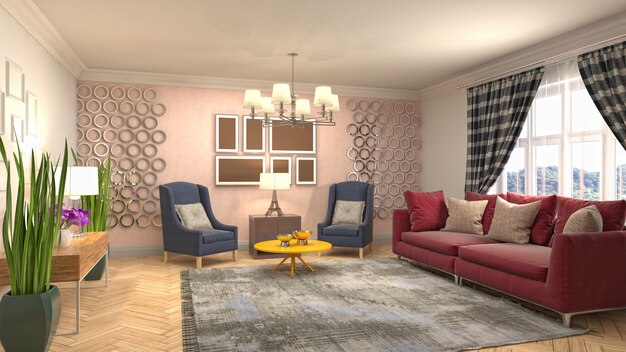 Illustration of the living room interior