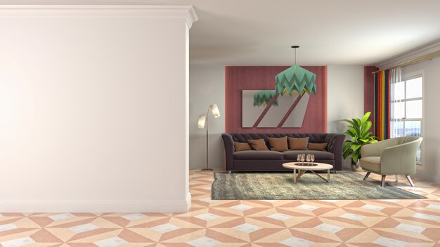 Illustration of the living room interior