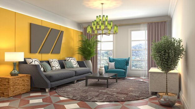 Illustration of the living room interior