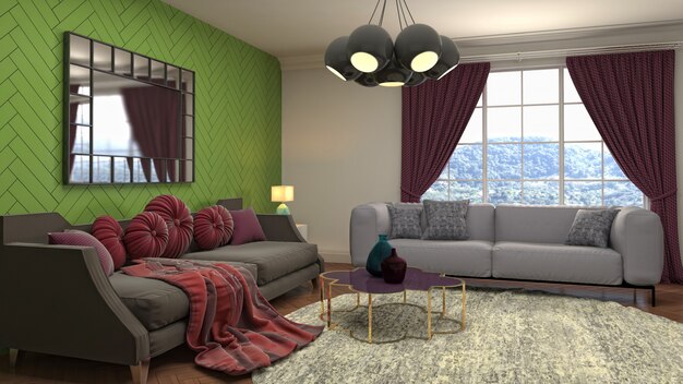 Illustration of the living room interior