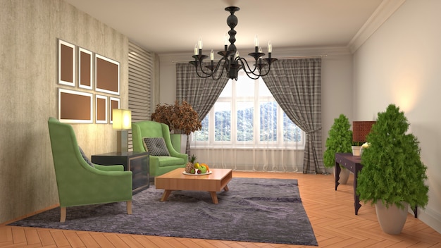 Illustration of the living room interior