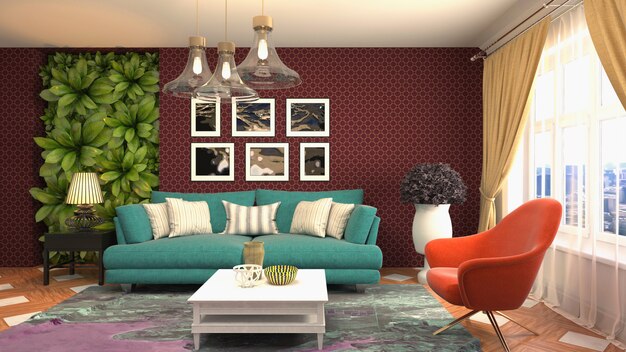 Illustration of the living room interior