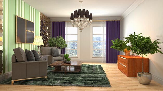 Illustration of the living room interior