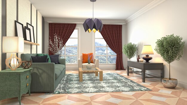 Illustration of the living room interior