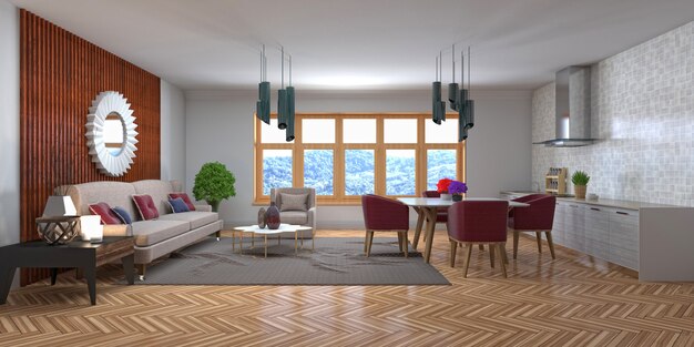 Illustration of the living room interior