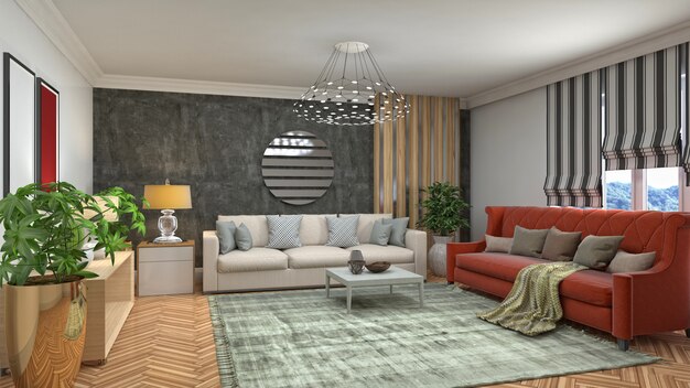 Illustration of the living room interior