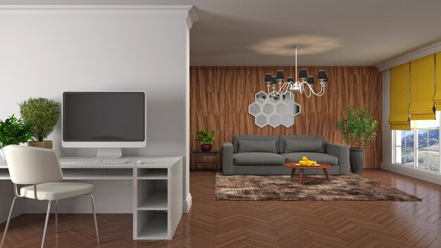 Illustration of the living room interior