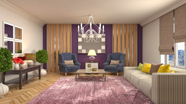 Illustration of the living room interior