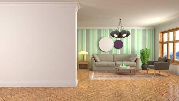 Illustration of the living room interior