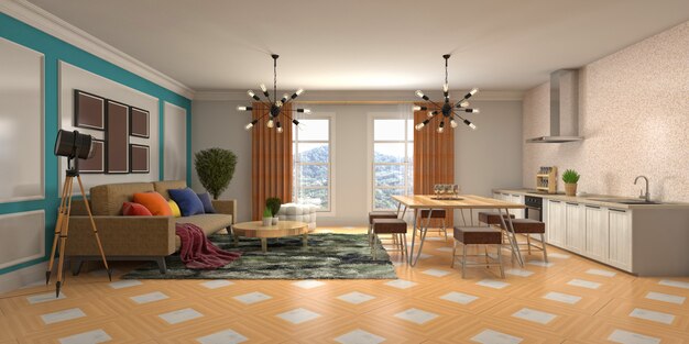 Illustration of the living room interior