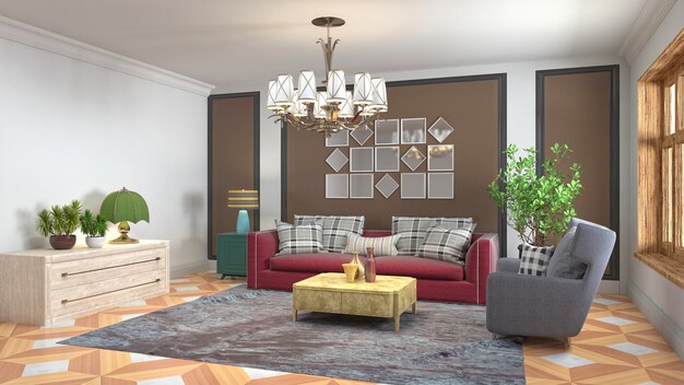 Illustration of the living room interior