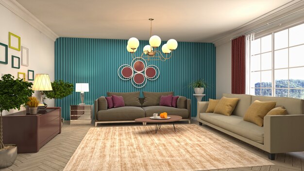 Illustration of the living room interior