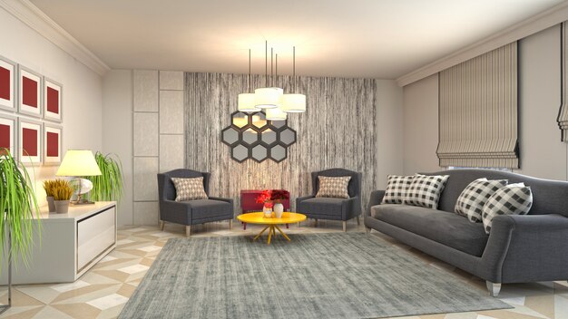 Illustration of the living room interior