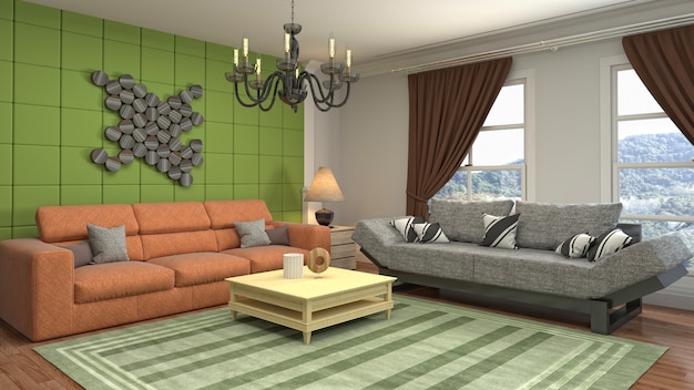 Illustration of the living room interior