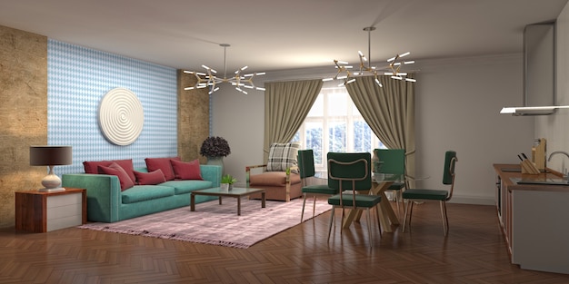 Illustration of the living room interior