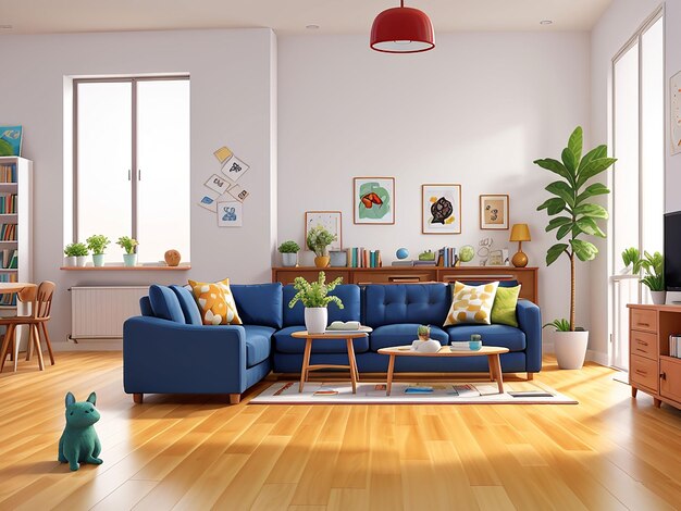 Illustration of the living room interior