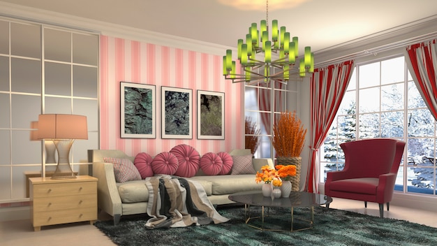 Illustration of the living room