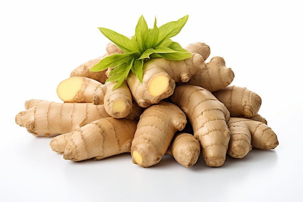 illustration of local market ginger roots used for cooking white background