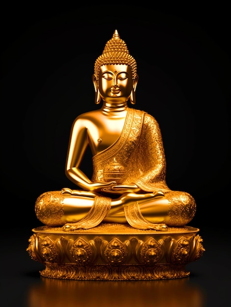 Illustration of Lord Buddha Statue in golden color