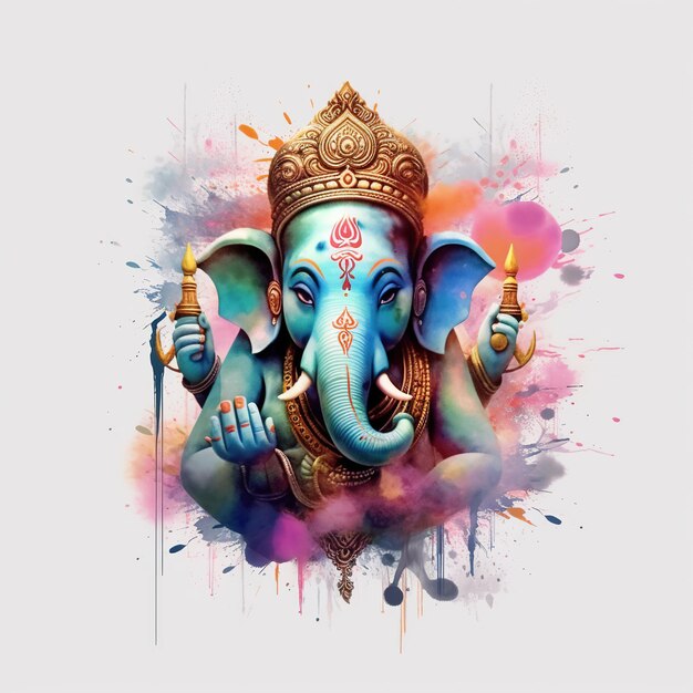 ガネシュ・チャチュルティ・アイ (Ganesh Chaturthi Ai) のためのガネシュのイラスト